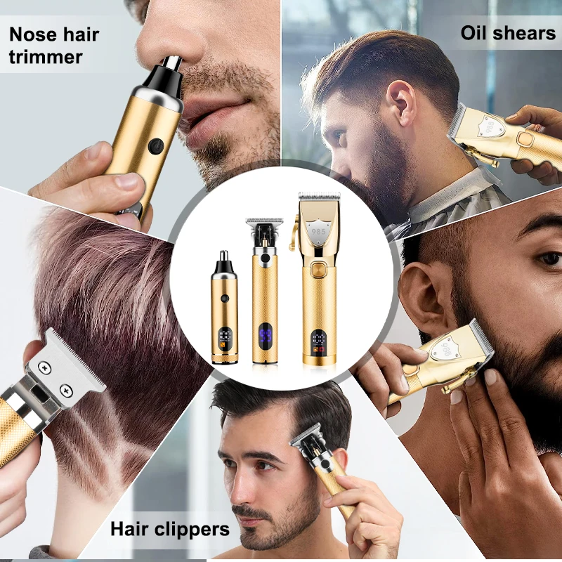 Resuxi 985 جديد 3 في 1 مشابك شعر ماكينة تشذيب شعر الأنف 3 قطع مجموعة أدوات للعناية الشخصية للرجال للاستخدام الاحترافي #3