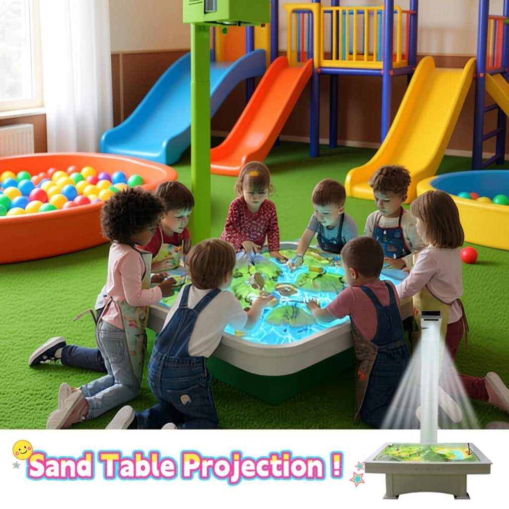 Commercial Interactive Sandbox 3D Projection With 10 Themed Games For Educational Home & Theme Park Museums