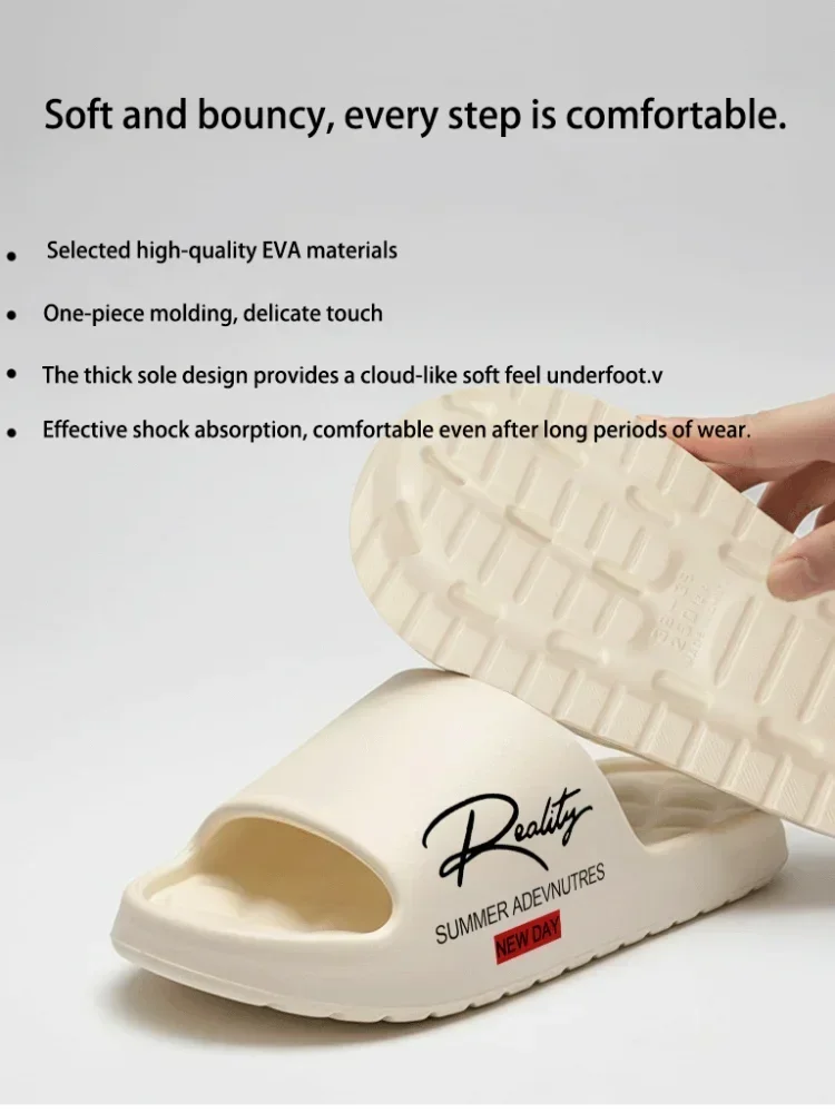 Lässige offene rutschfeste Pantoffeln für Damen und Herren, modische Cartoon-Slipper mit dicker Sohle und Aufdruck, Sommer-Strandsandalen. – Detail 1