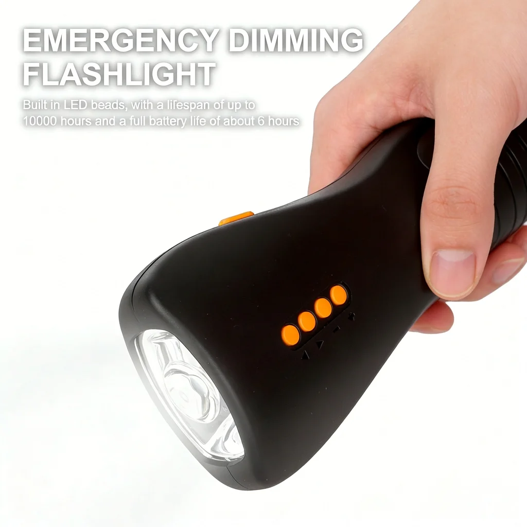 

Fm Radio Flashlight Multi Functional Hand Crank Power Generator Emergency Flashlight High Brightness For Hiking Outdoor Survival