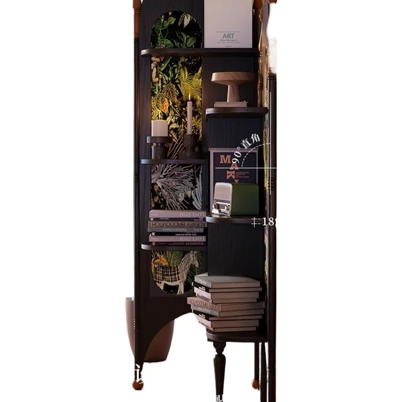 

Угловая книжная полка из цельного дерева, треугольная полка для хранения из ясеня для небольшой квартиры в французском стиле ретро, гостиной