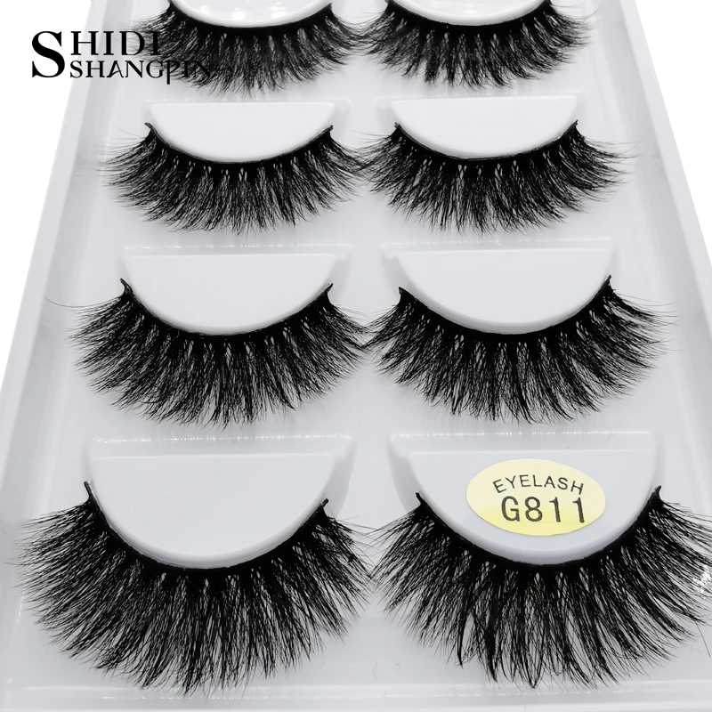 Shidishangpin 5 Paar Nertsenwimpers Natrual Lange 3d Nerts Wimpers Pluizige Dramatische Valse Wimper Zachte Nepcils Make-Up Nepwimpers