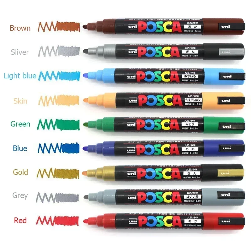 Uni Posca PC-1M 3M 5M marker pen, acrylic paint acrylic paint pen full color markers art supplies stationery painting graffiti image 4