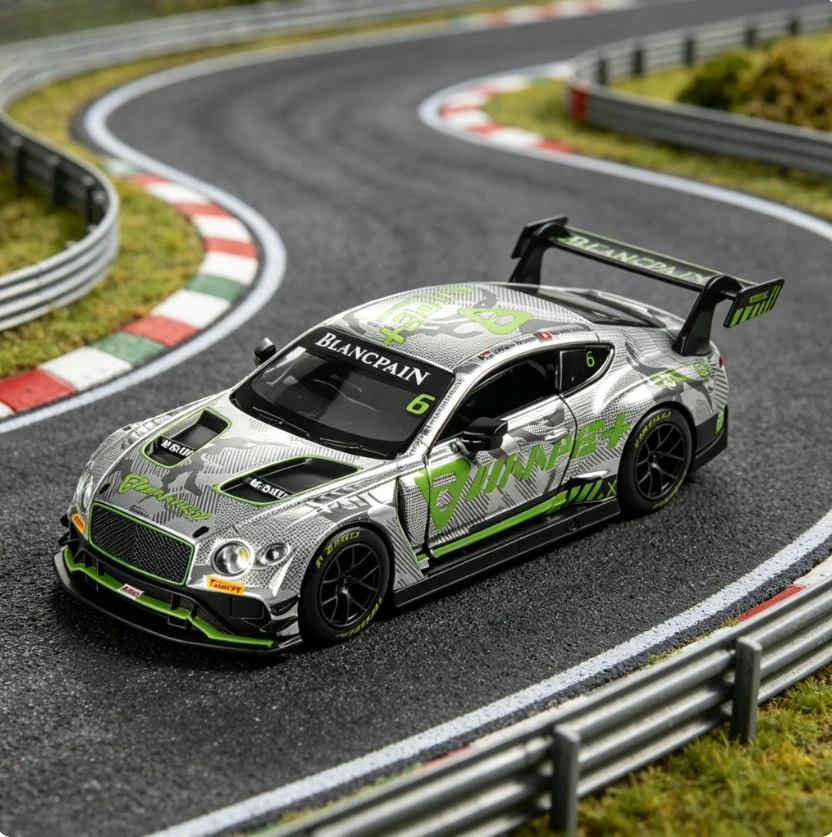 

1:32 Continental GT3 Alloy Miniature Car Scale Car Model Diecast Metal Sound＆Light Chidlren Toy Car Gifts A987