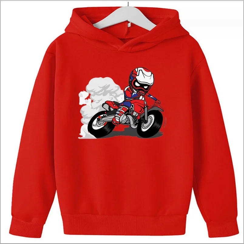 Sudadera con capucha de manga larga para niños, ropa deportiva con estampado de carreras de motos, Fitness, camisetas