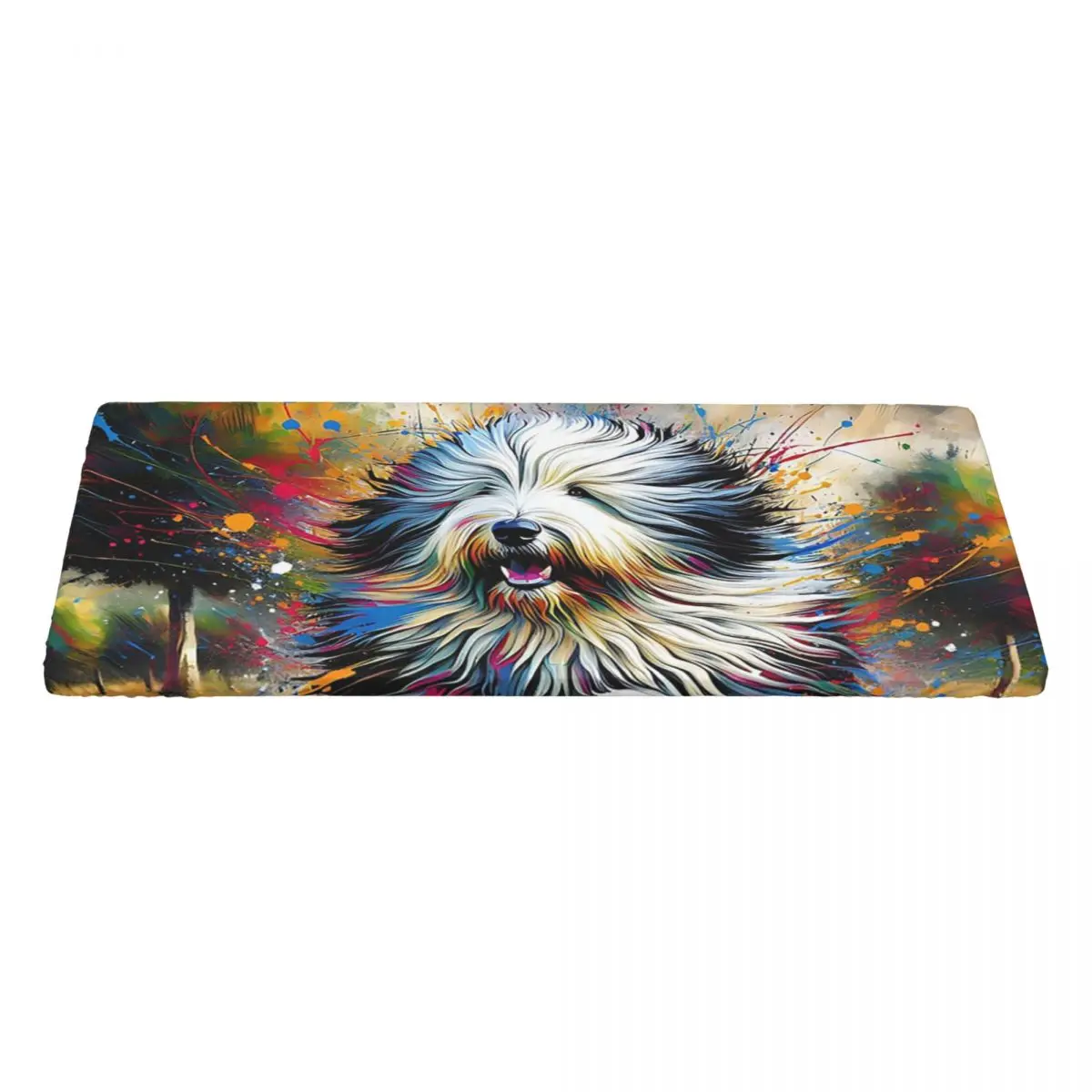 Old English Sheepdog Dog Portrait Acrylic Art Custom Rectangular Tablecloth Oilproof Table Cover for Dining Events Table Cloth