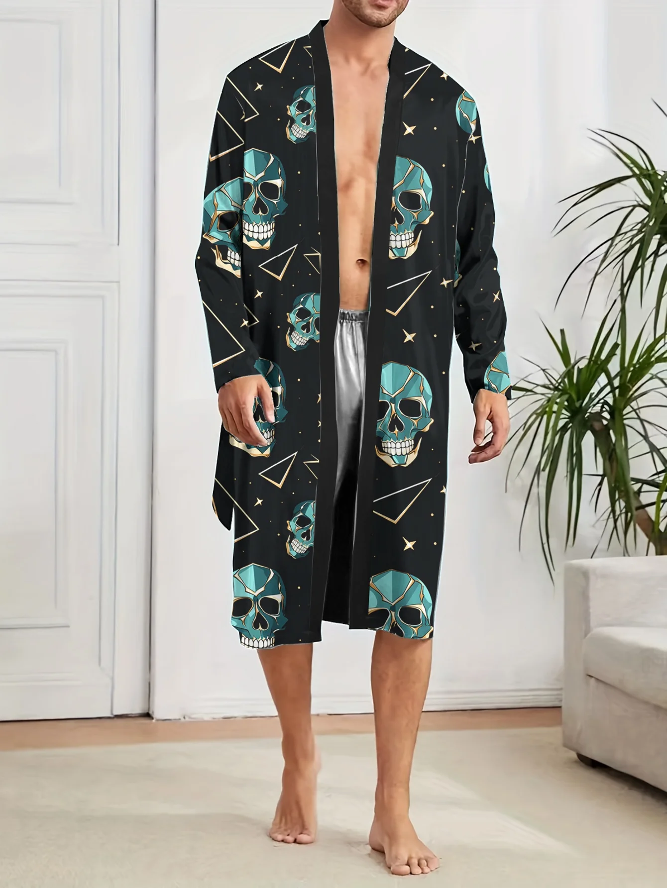 1pc Men's Robes 2026 Spring Robe for Man 3DPrinted Quick Drying Graphic Polyester Sleepwear Men's Pajamas Sleepwear