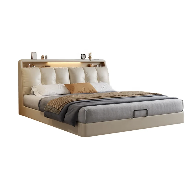 

For Manufactory Wholesale Bedroom Furniture Leather Bed Frame Modern king Size Queen OEM Factory Price Leather Bed 1.8 m Double