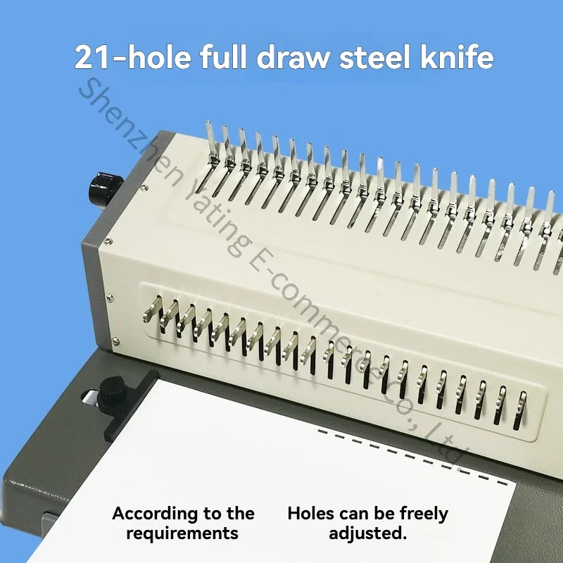 21 Holes Comb Binding Machine Single Punching 25 Sheets Full Drawing Knife Binding Machine Punching Machine Binder