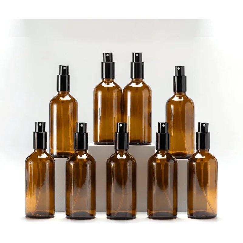 5 مللي-100 مللي زجاجة رذاذ زجاجية كهرمانية مع فوهة معدنية للسفر عبوة زجاجة عطر بخاخ زجاجة رذاذ زيت طبيعي #4