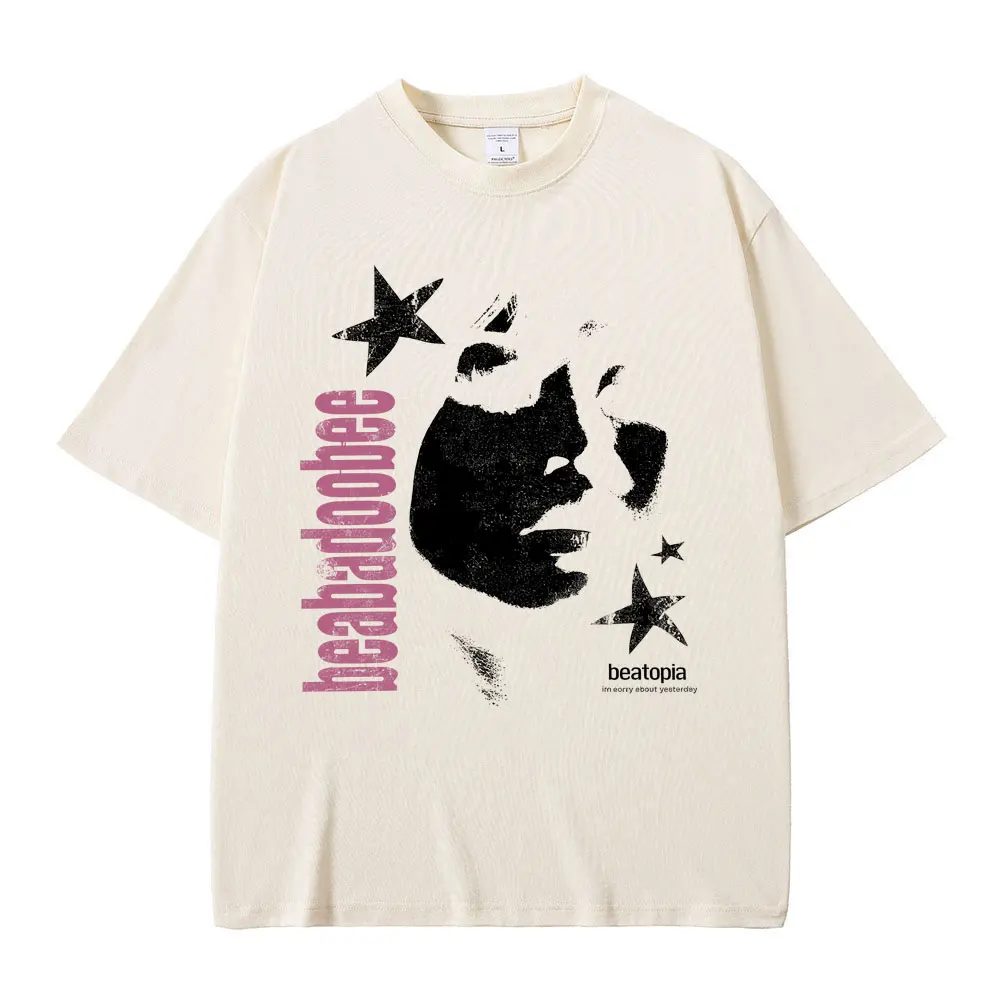 Beabadoobee Face Print T-shirts Men Women Hip Hop Fashion Pop Music T Shirts Casual Cotton Short Sleeve T-shirt Tops Streetwear