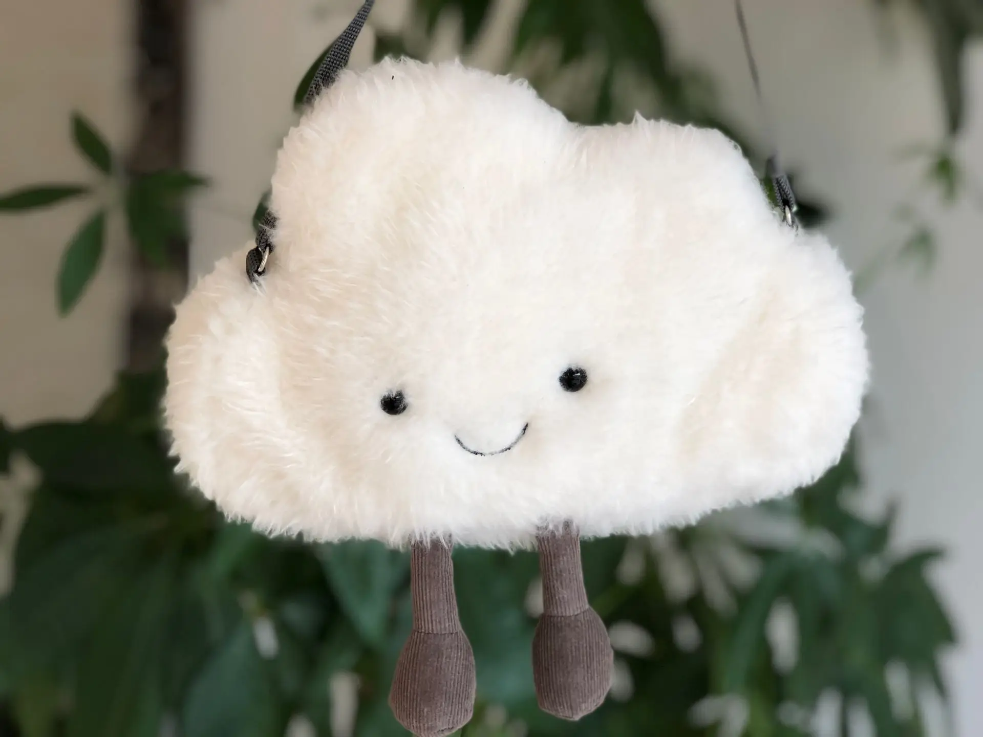 

Cloud White Crossover Bag Soft Toy Plush Bag Cute Face Kids Zipper Shoulder Bag For Girl