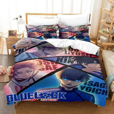 Hot Anime Blue Lock Bedding Set Duvet Cover Set King Queen Twin Double Size Comforter Cover Set For Teens and Boys Anime Lover