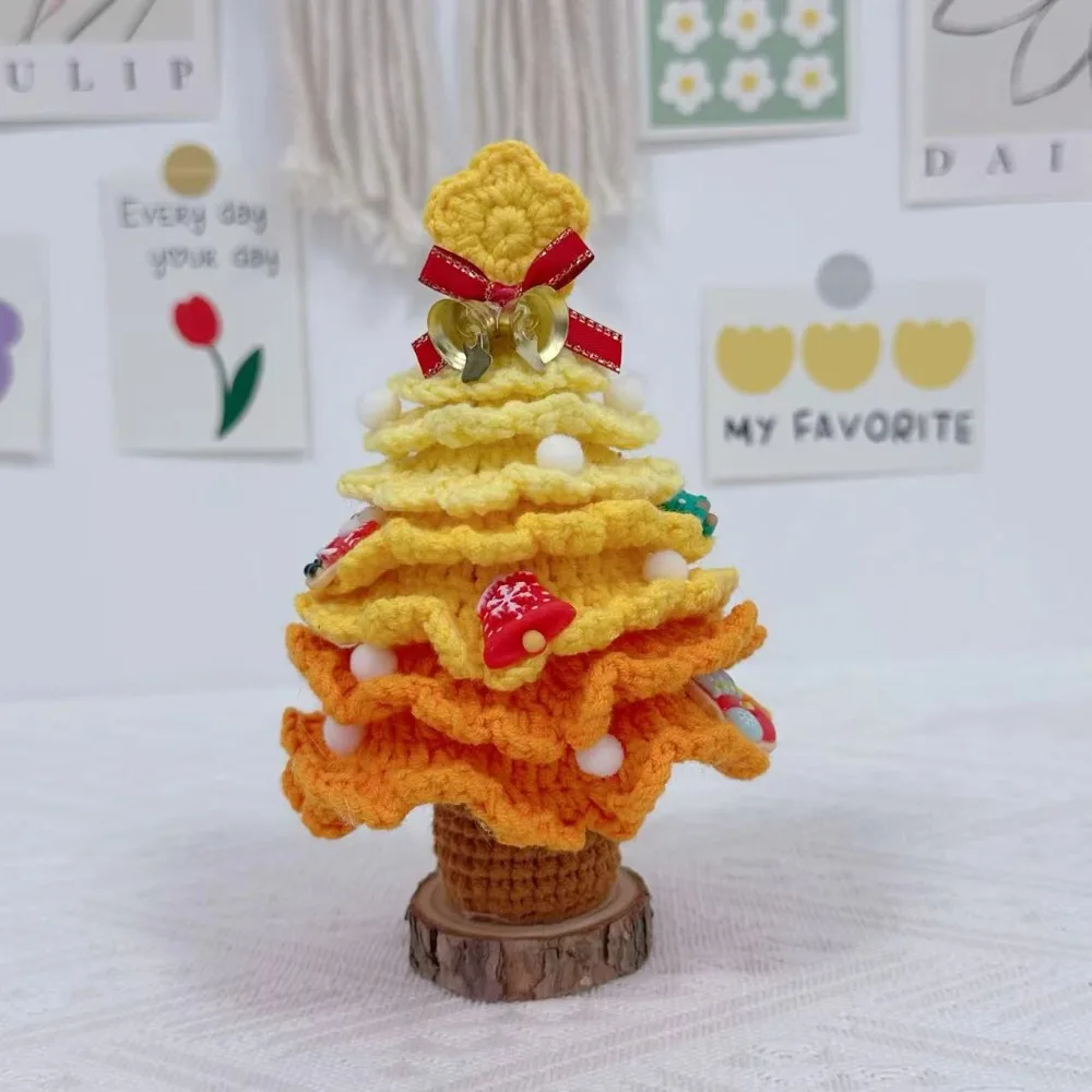 Handmade Crochet Christmas Tree Decor Finished Knitted Flower Plants Pine Christmas Tree Potted Creativity Mini