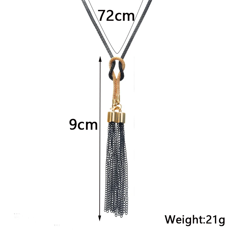 Long Tassel Pendents Necklaces for Women Bohemian Elegant Sweater Chain Gold Color Link Exaggerated European Female Neck Jewelry