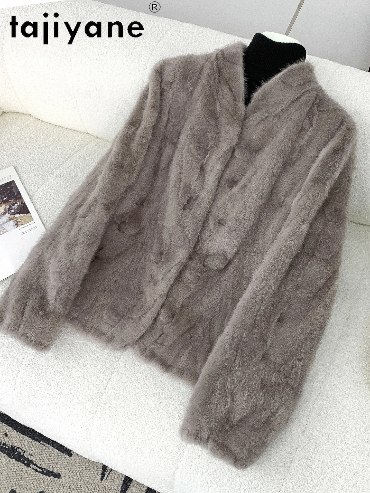 TAJIYANE 100% Natural Mink Fur Coat Women Luxury Grey Real Fur Jackets New Winter Female Outerwears 2025 Woman Clothes fourrure