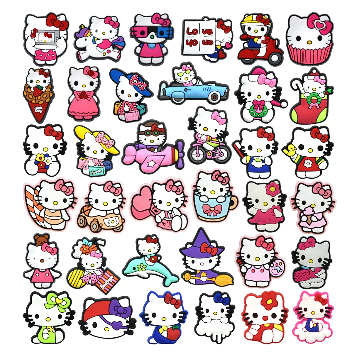 Mesuca Trendy Cute Cartoon Kitten soft PVC detachable shoe charms DIY decorative pins for hole clogs footwear accessories