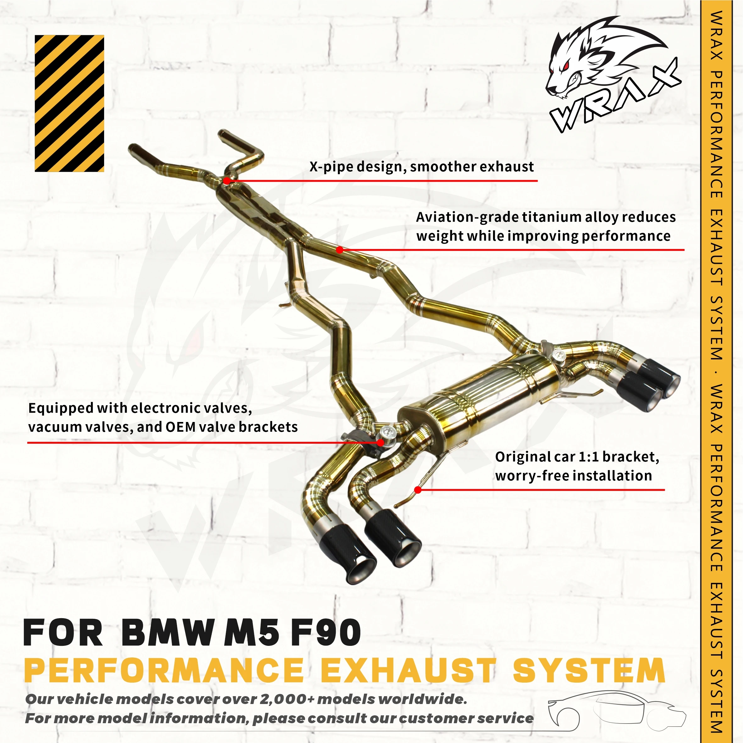 

Car accessories Direct Performance Upgrade Adjustable Valve WRAX Titanium Catback Exhaust for BMW M5 F90 G30 09.2016+