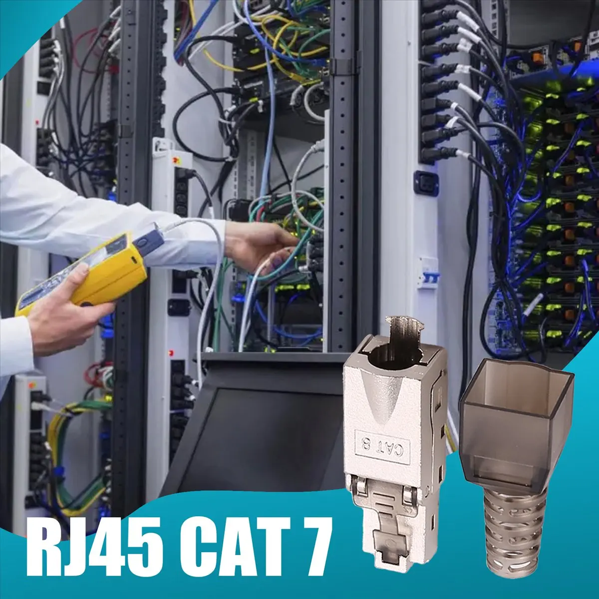 A62Z 8Pcs Tool-Free Shielded RJ45 Cat 7 Termination Plug Cat7 Plug / Cat7 Connector Connectors Modular 23/24AWG-Black