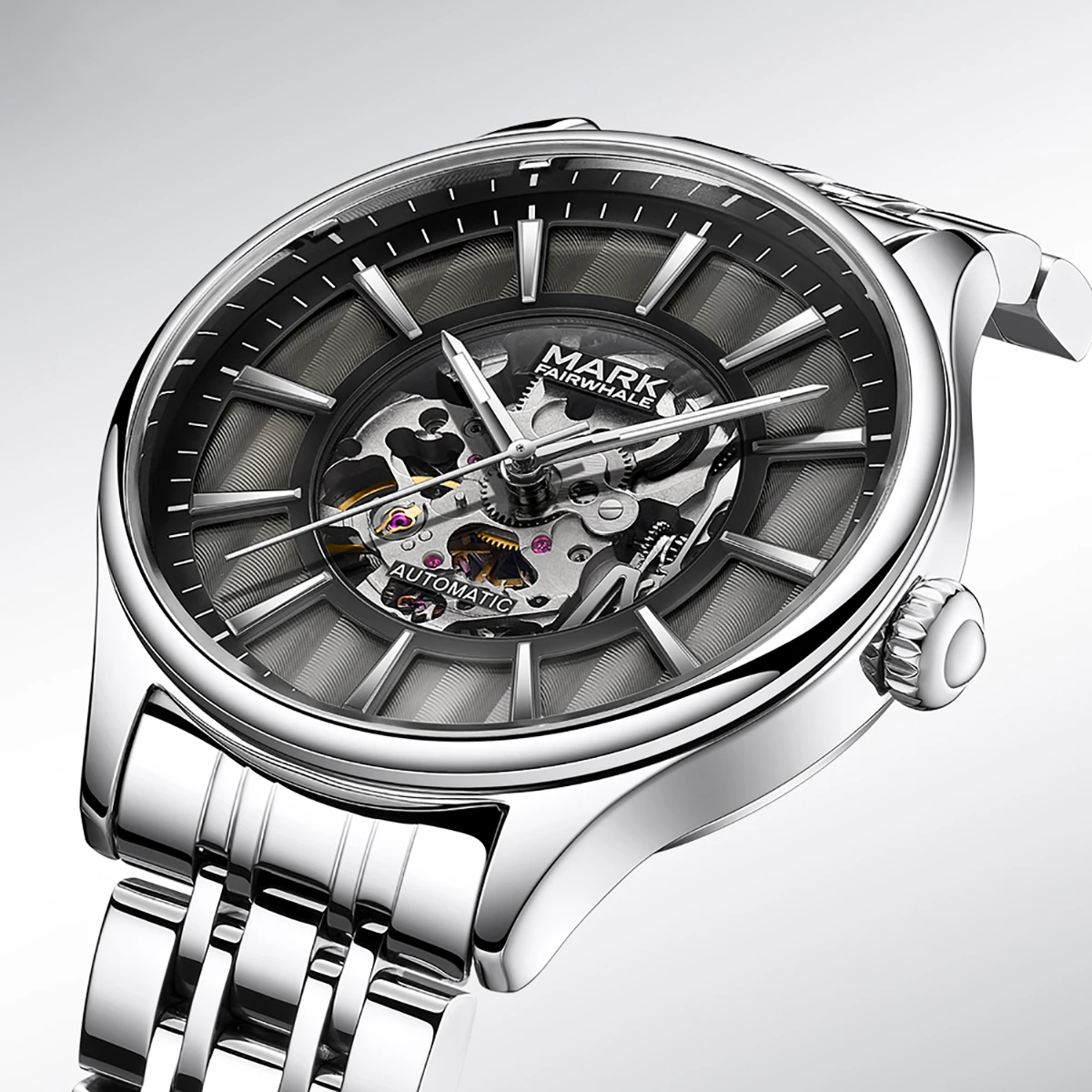 

MARK FAIRWHALE Luxury 3D layered dial hollow-out movement Men Automatic Watch Luminous Waterproof for reloj hombre