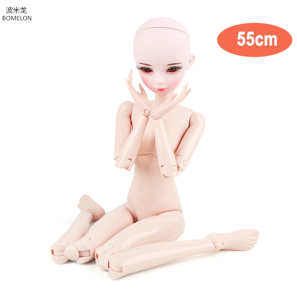 55CM Bjd 1/3 Nude Doll Body Women 23 Jointed Girls Doll's Naked Body Handpainted Doll Head Toys Accessories