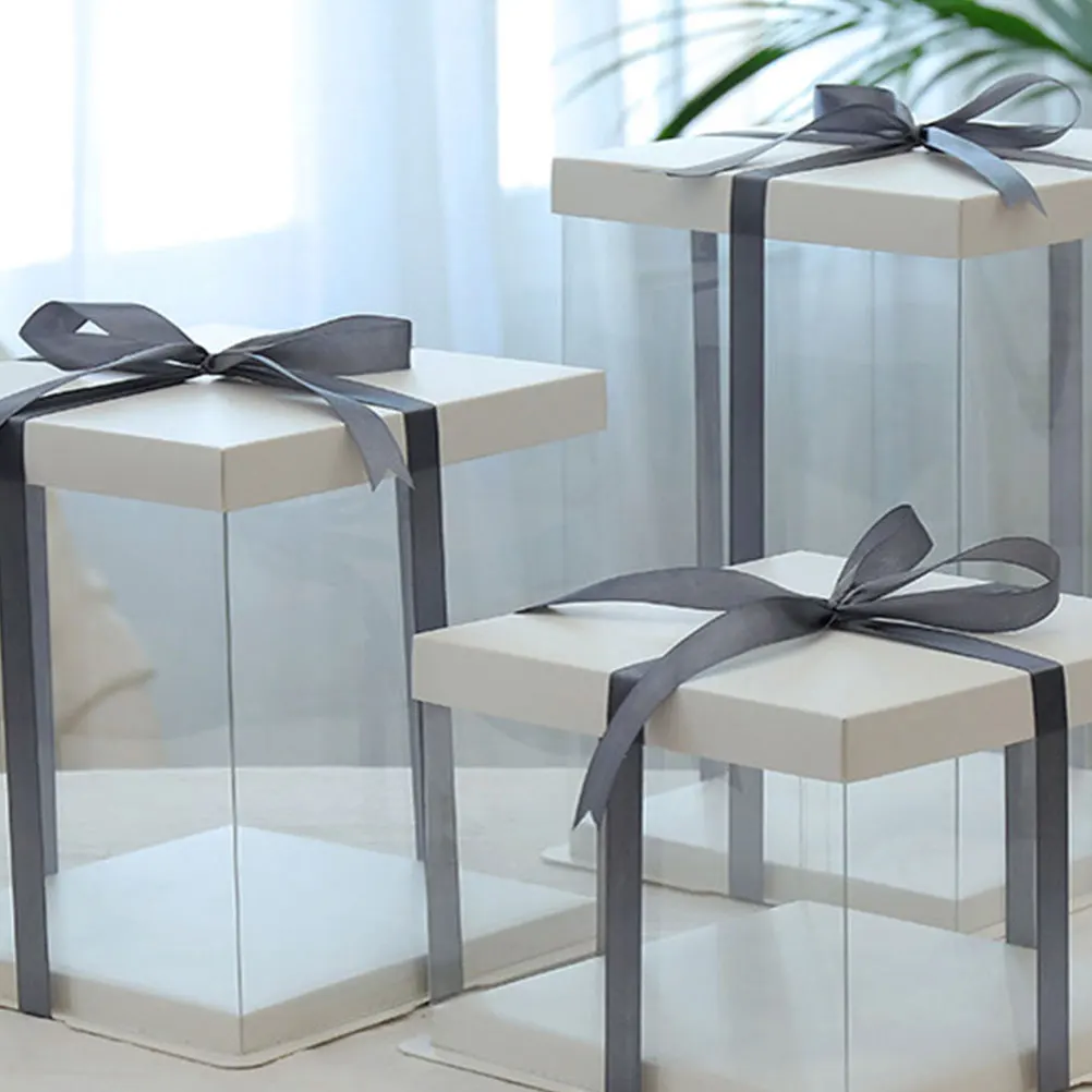 Clear 12inch Plastic Cake Box Transparent Birthday Dessert Container Storage Tote Bakery Packaging 1Pc