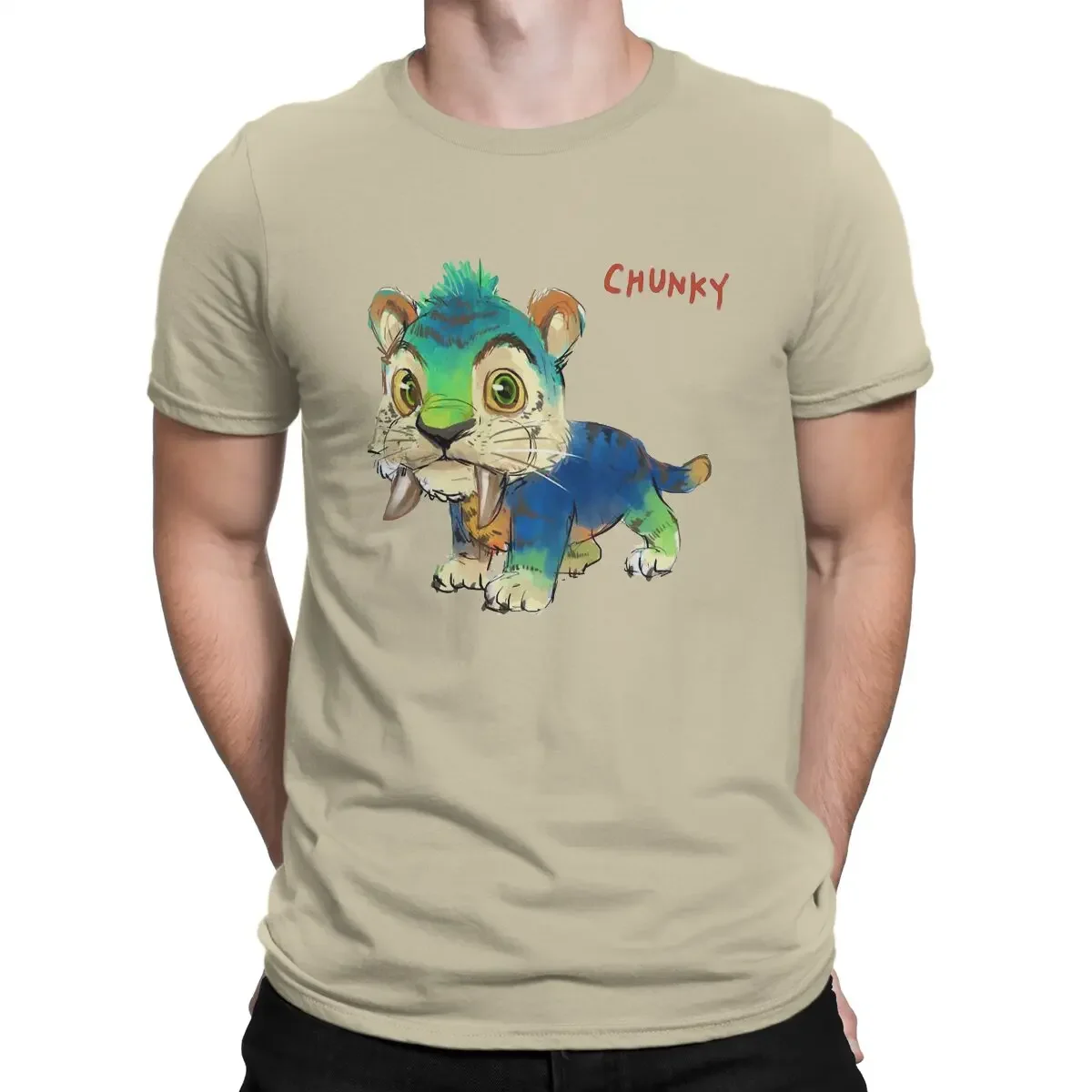 Clothes Birthday Gift Men T-Shirts Chunky The Tiger Essential Novelty Pure Cotton Tees Short Sleeve The Croods Grug T Shirts