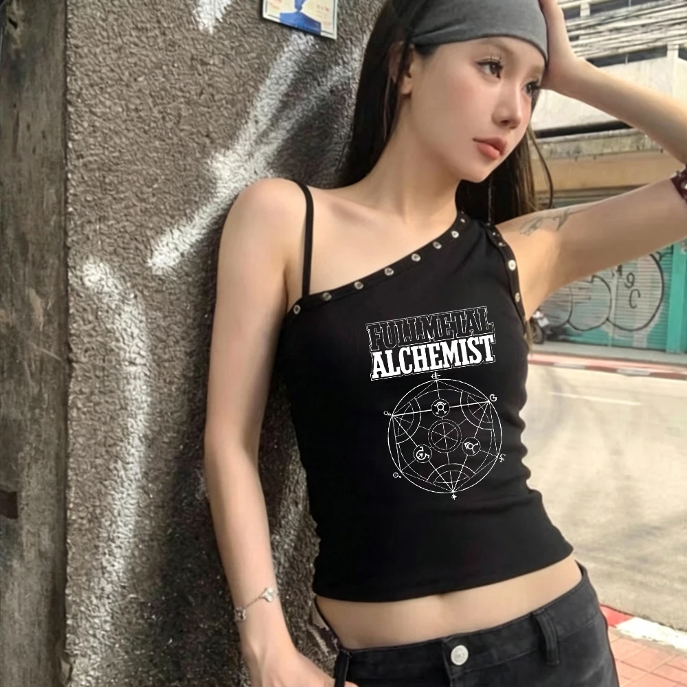 Fullmetal Alchemist cropped top ladies baddie korean fashion scene  top tees goth gyaru alternative  harajuku korean fashion