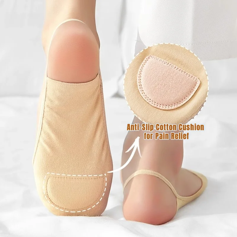 Women Invisible No Show Socks Cotton Anti-Slip Heel Summer Thin Cushioned Toe Socks for High Heels Flats Breathable Boat Socks image 4