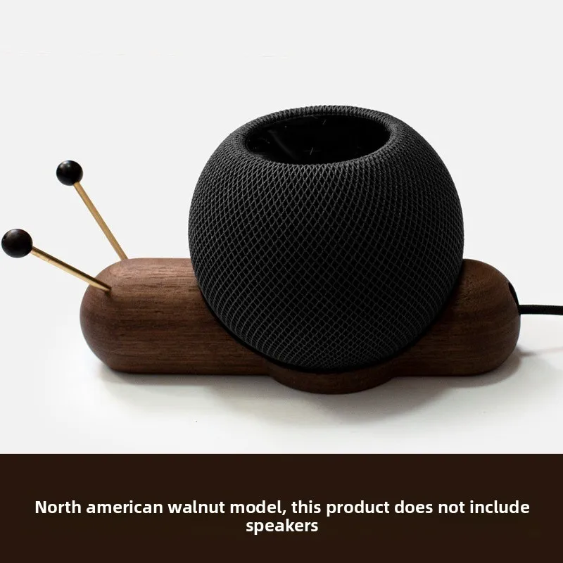 Black Walnut Wood Speaker Stand Snail-Shaped Bluetooth Speaker Holder Anti-Slip Desktop Organizer Smart Speakers Rack for Office