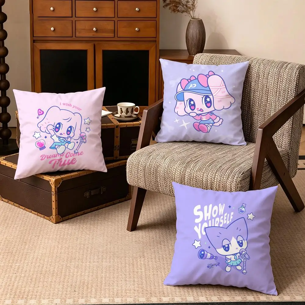 Art-Cute Pop BuddyS Cushion Cover Soft Velvet Cushion Cover Set 4Pcs 50x50 45x45 Zipper Pillowcase for Home Decor