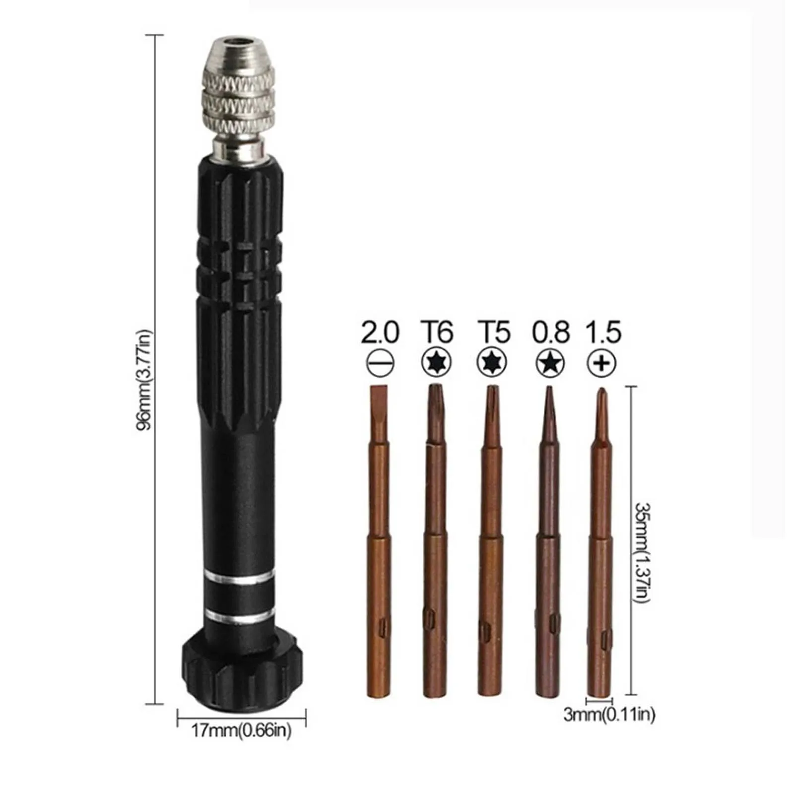 5 In 1 Magnetic Screwdriver 1.5/0.8/2.0/T5/T6 Chrome Vanadium Alloy Steel Screwdrivers Mobile Phone Disassembly And Repair Tool