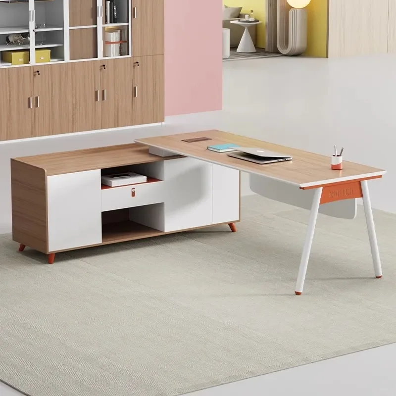 Modern Executive Desk with Chair Set Simple L Shaped Office Desk for Manager Supervisor Home Office Workstation Furniture