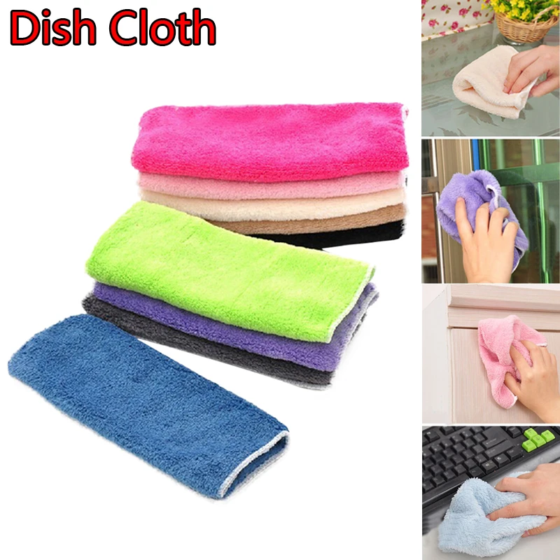 Absorbent Microfiber Kitchen Dish Cloth Tableware Household Cleaning Towel Table Cleaning Wipe Cloth Scouring Pad Kitchen Tools