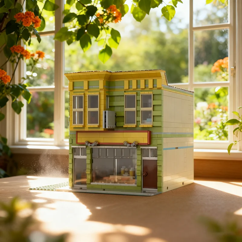 1669pcs MOC Bob Burgers Modular Architecture Street Scene Model Building Blocks Module Diorama Figure Ship Robot City Toy Gift