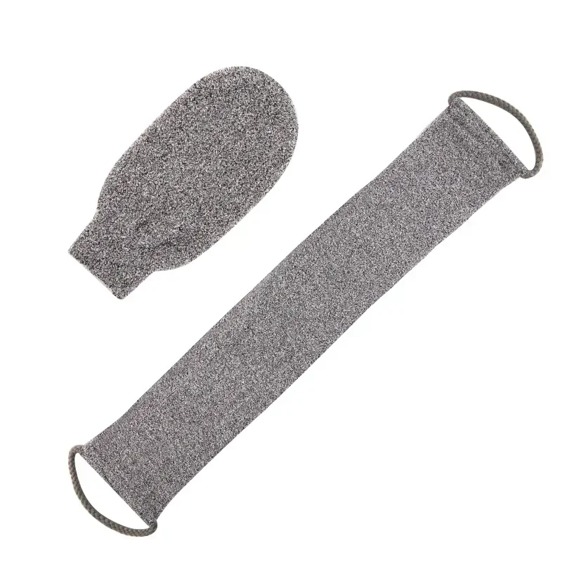 Soft Grey Bamboo Fiber Strip Scrub Pull Back Strip Rub Back Belt Bath Sponge Towel Bathroom Tools Body Cleaning Towel