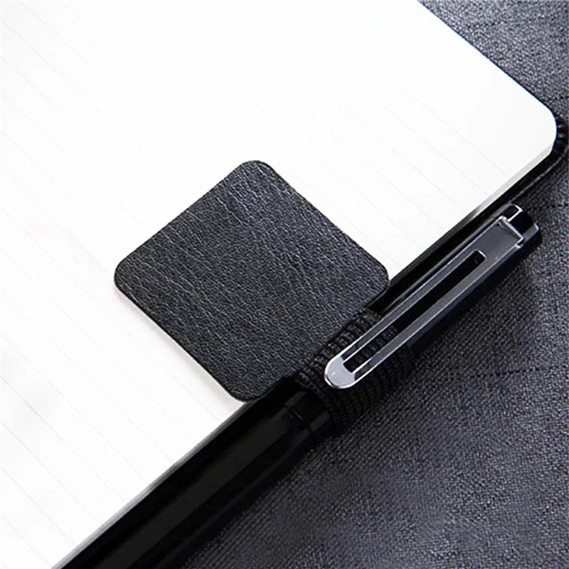 QWE-48 Pcs Black Self-Adhesive Pen Holder With Elastic Band Loop Artificial Leather Pencil Stylus Loop Holder