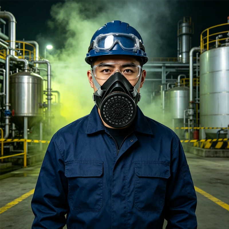 1pcs Dust And Gas Mask Proof Chemical Gas Smoke Proof Spray Painting Polishing Suitable For Chemical Factory Fire Scenes Mines
