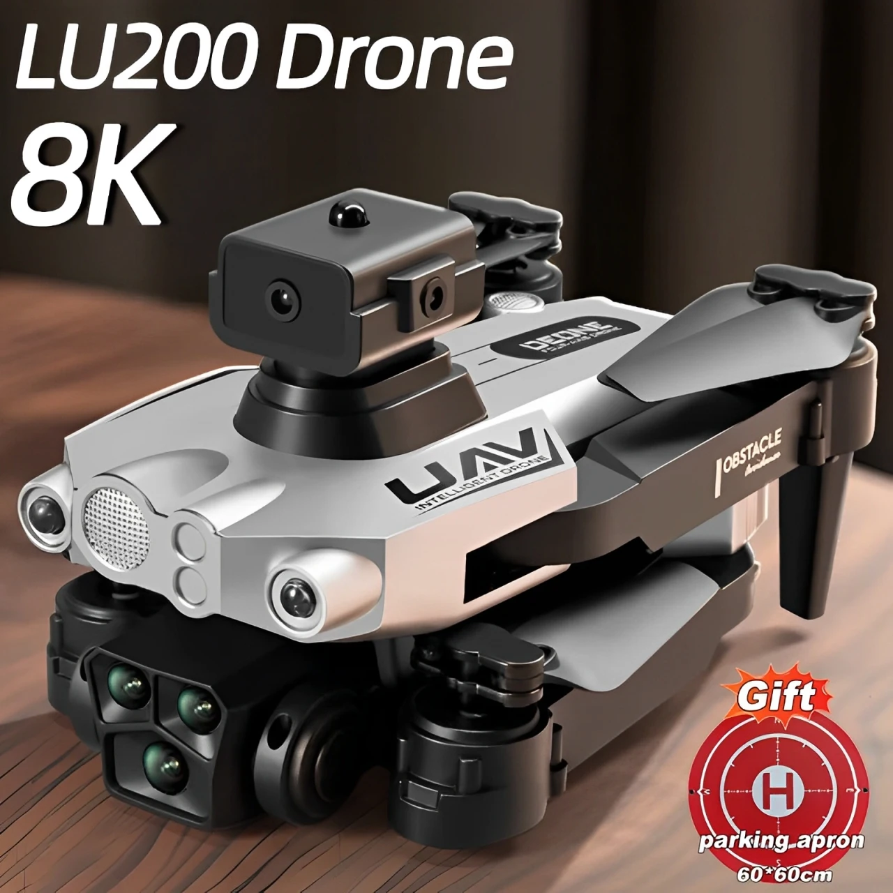 Lu200 RC Drone 8K Professinal with 4K Three Camera Wide Angle Optical Flow Localization 360° Obstacle Avoidance Quadcopter Gift
