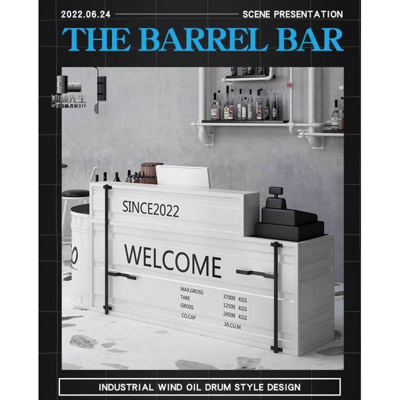 مخصص. قاعة البلياردو الصناعية ماكينة تسجيل المدفوعات النقدية صالة الألعاب الرياضية مكتب مقهى الرجعية الصناعية المنزل منصة مشروبات طاولة بار بار Cou