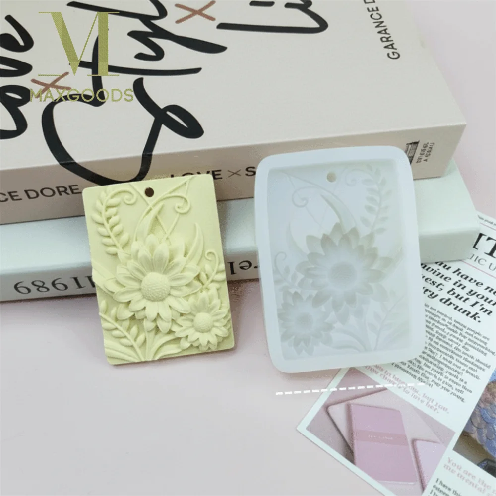 Oval Shape Silicone Flower Mold Rectangle Shape 3D Rose Flower DIY Flower Mold Handmade Relief Leaf Relief Gypsum Tagging Mold