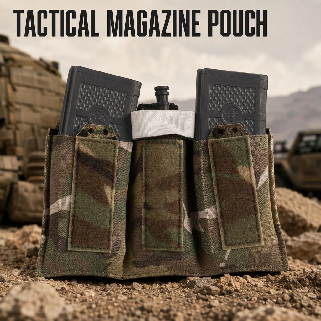 Taktische MOLLE Dreifach-5.56-Magazintasche mit elastischer Halterung für Plattenträger und Airsoft-Westen