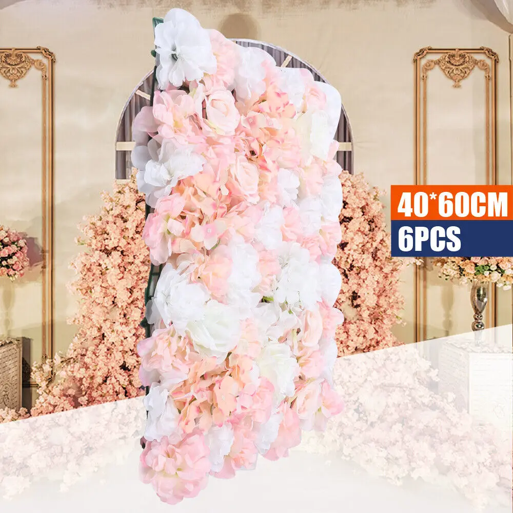 6pcs Premium Flower Wall Panels Artificial Silk Flower Rose Wedding Backdrop