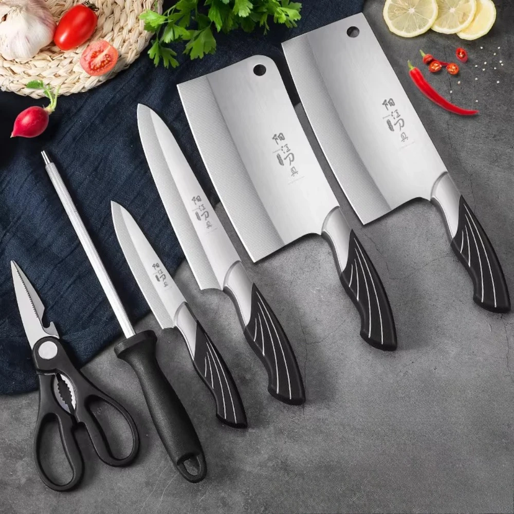 PLYS Kitchen Knife Set 7,14Pcs Household Kitchen Slicing Knife Boing Knife Cutting Board Complete Kitchenware Set