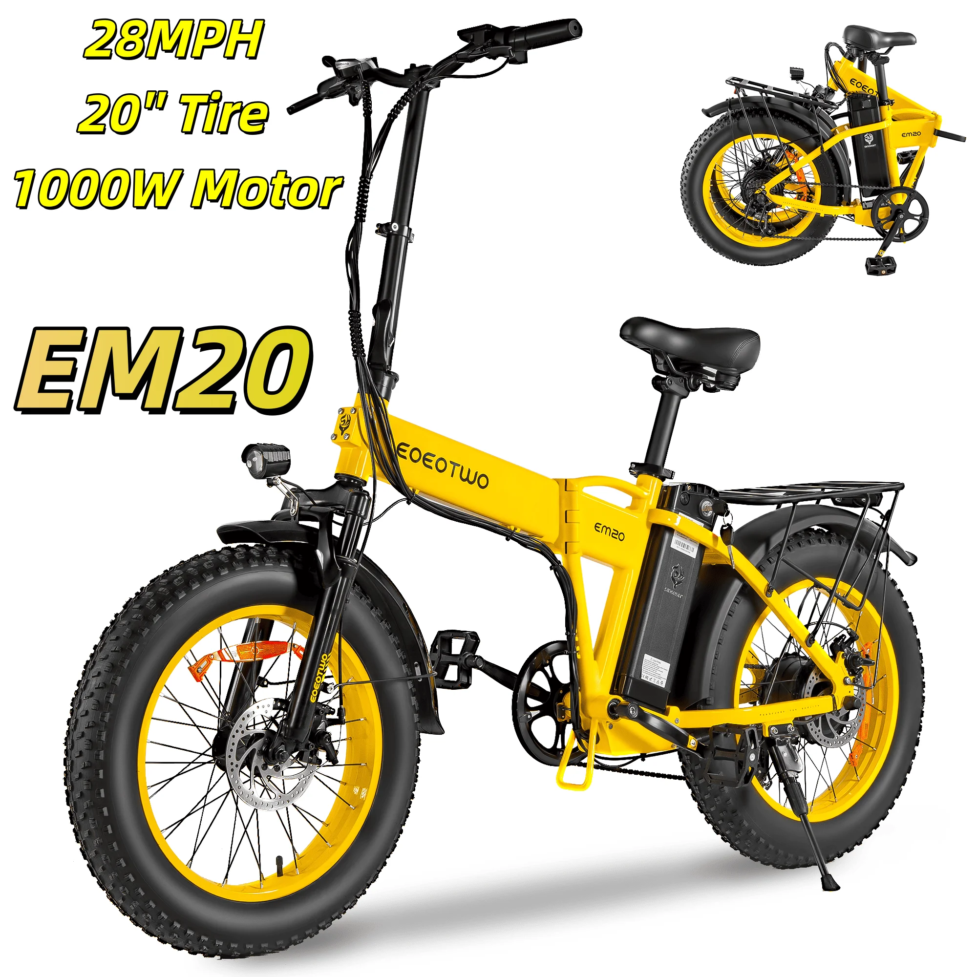EOEOTWO 26" Fat Tire Electric Bike for Adults, 1000W Motor 1500W Peak, 48V 15Ah Battery, 34 MPH Max Speed, Up to 60 Miles Long Range image 6