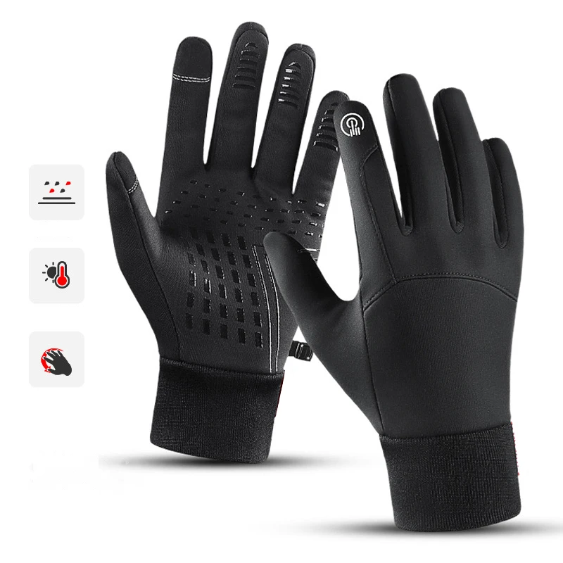 가을 겨울 사이클링 장갑 발수 남성 여성 미끄럼 방지 장갑 오토바이 터치 스크린 양털 야외 스포츠 장갑