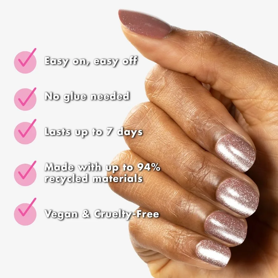 Effets Super Stick Mani Press On Nails pour un usage quotidien et des occasions spéciales Conception ronde extra courte Aucune colle requise 32 onglets