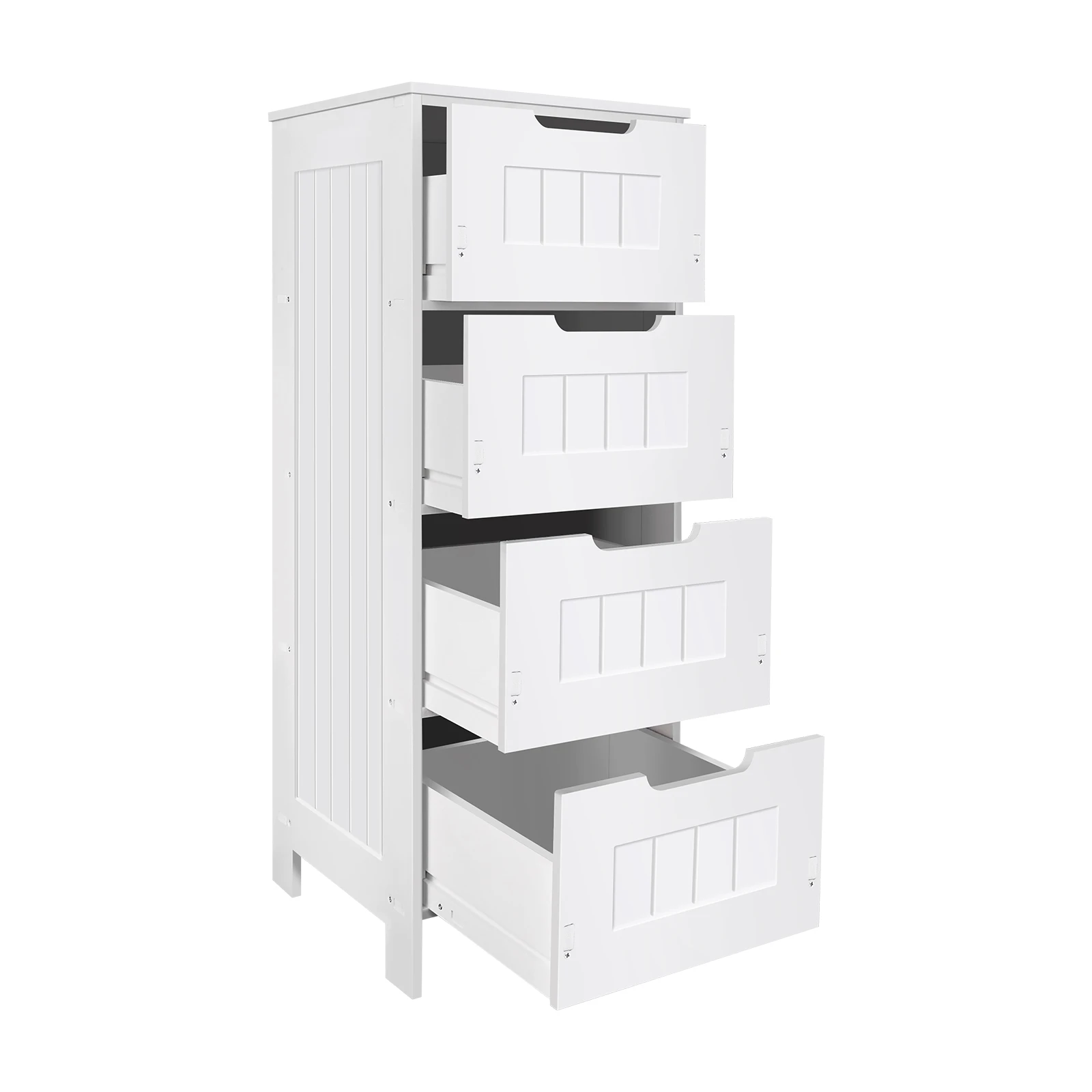 Bathroom Storage Cabinet Floor Standing with 4 Drawers, PVC Modern Style Bedroom Floor Cabinet, 30 x 30 x 81 cm, White