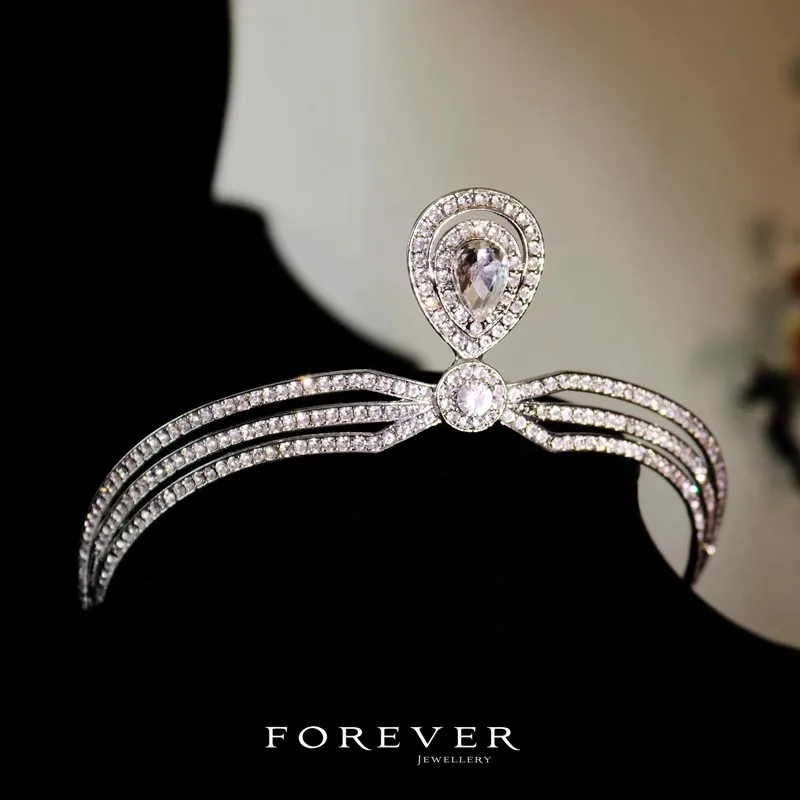 

CC Hair Crown Wedding Accessories Bridal Headpiece Engagement Coronets Women Headdres Water Drop Shape Hairbands Tiaras FO049