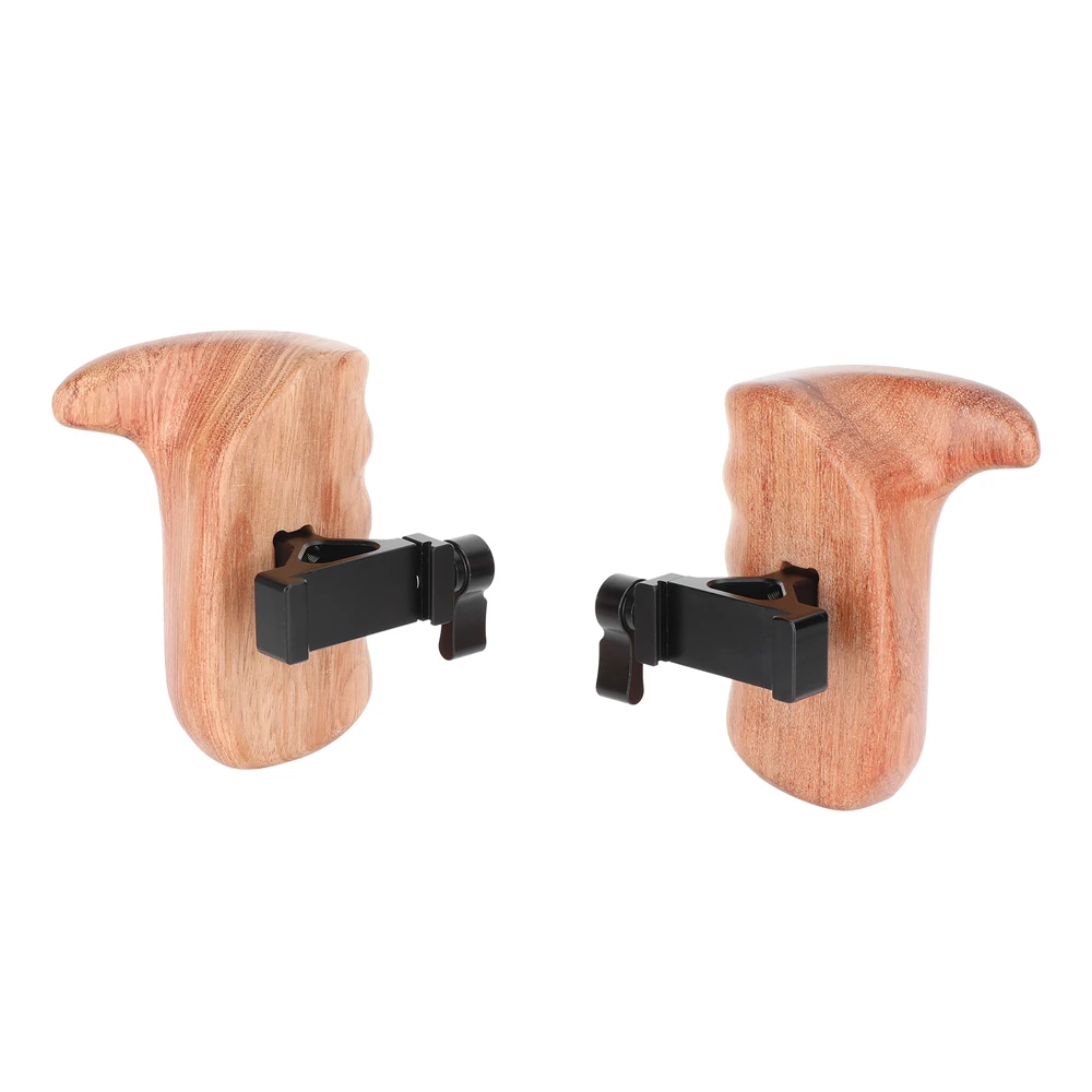 KAYULIN Wooden Handgrip Left / Right Side with Arca-Type Clamp for DSLR Camera / DV Video Cage Rig